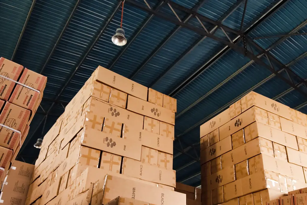 Stacked export cartons in a warehouse, the goods behind a trending product